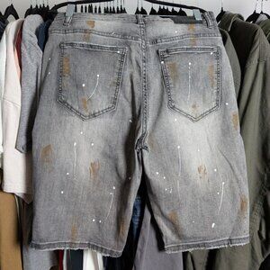 BAGGY Y2K denim shorts with rhinestone details